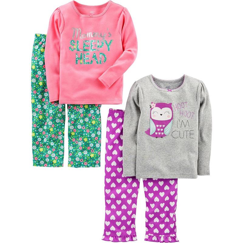 Carters Simple Joys Toddler Girls Pajamas Sz 4T Rainbows Owls Unicorns New